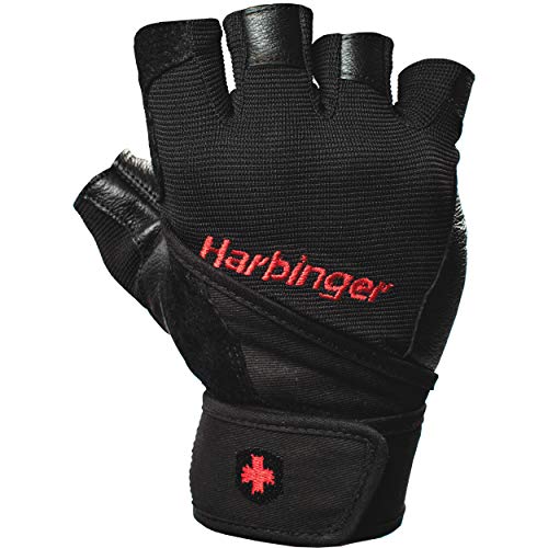 Harbinger Pro Wristwrap Weightlifting Gloves with Vented Cushioned Leather Palm (Pair), Small - yrGear Australia