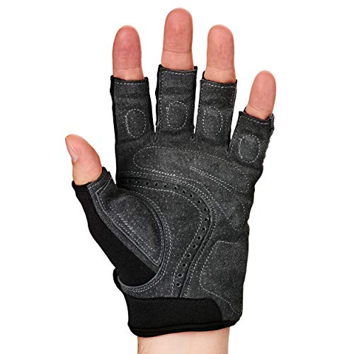 Harbinger Men’s BioFlex Elite Weightlifting Gloves with Padded Leather Palm (1 Pair), Mens, Men's BioFlex Gloves, Gray, Medium (Fits 7.5-8 inches) - yrGear Australia