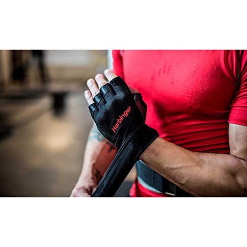 Harbinger Pro Wristwrap Weightlifting Gloves with Vented Cushioned Leather Palm (Pair), Small - yrGear Australia