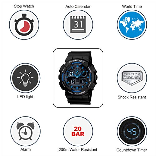 GSHOCK Men's Automatic Wrist Watch analog-digital Display and Resin Strap, GA100-1A2 - yrGear Australia