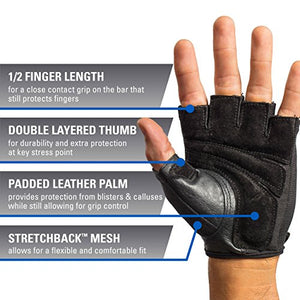 Harbinger Power Non-Wristwrap Weightlifting Gloves with StretchBack Mesh and Leather Palm (Pair), X-Large - yrGear Australia