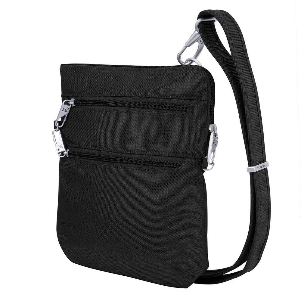 Travelon Anti-Theft Classic Slim Dbl Zip Crossbody Bag, Black (Black) - 43116 500 - yrGear Australia
