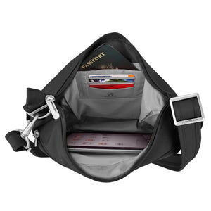 Travelon Anti-Theft Classic Crossbody Bucket Bag, Black (Black) - 42757 500-Black-One Size - yrGear Australia