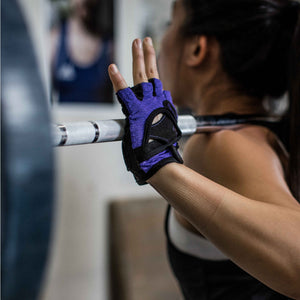 Harbinger Women's Flexfit Weightlifting Gloves with Flexible Cushioned Leather Palm (Pair), Purple, Medium - yrGear Australia